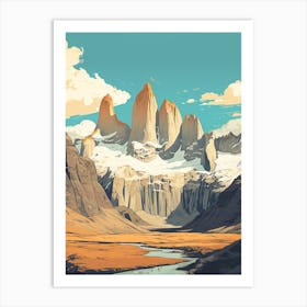 Torres Del Paine Circuit Chile 3 Hiking Trail Landscape Art Print