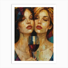 Two Women Drinking Wine 8 Art Print