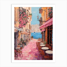 Cannes France 2 Vintage Pink Travel Illustration Art Print