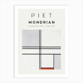 Piet Mondrian Composition No 13 Gray Red Art Print