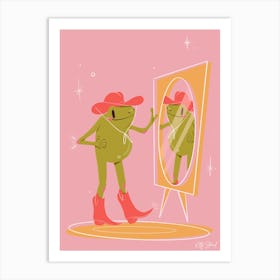 Cowboy Frog In The Mirror Art Print