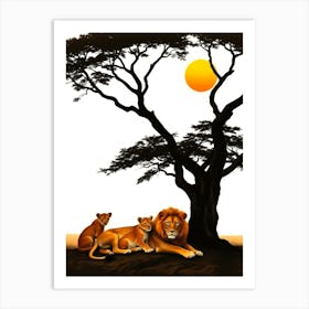 Lions Under A Tree 1 Art Print