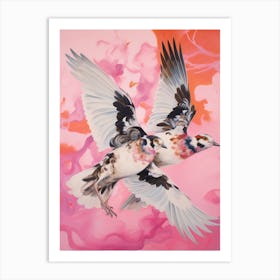 Pink Ethereal Bird Painting Lapwing 1 Art Print