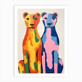 Colourful Kids Animal Art Mountain Lion 3 Art Print