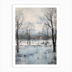 Winter City Park Painting Karlsaue Park Kassel 4 Art Print