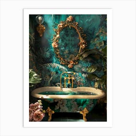 Tropical Bathroom Art Print