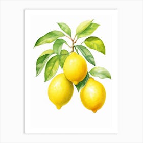 Watercolor yellow lemons Art Print