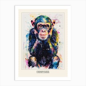 Chimpanzee Colourful Watercolour 4 Poster Art Print