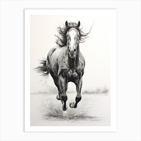 A Horse Painting In The Style Of Stippling 2 Art Print