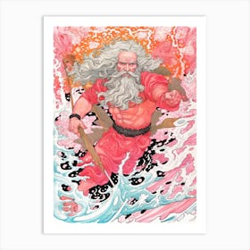  A Drawing Of Poseidon In The Style Of Neoclassical 5 Art Print