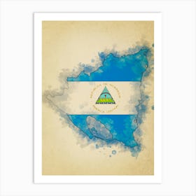 Nicaragua Flag Vintage Art Print