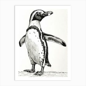 African Penguin Standing On Tiptoes 3 Art Print