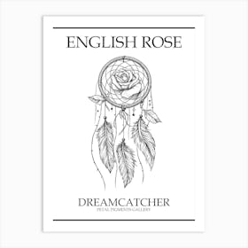 English Rose Dreamcatcher Line Drawing 5 Poster Art Print