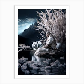 White Tiger & Samurai Art Print