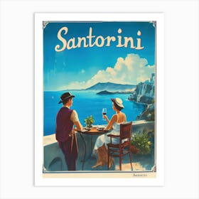 Aihrgdesign A Mid Century Modern Travel Poster For Santorini 3 Art Print