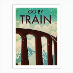 Go By Train Vintage travel poster Art Print