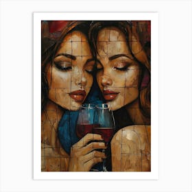 Two Women Drinking Wine 6 Art Print