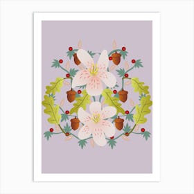 Oak And Flowers Art Print