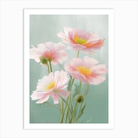 Daisies Flowers Acrylic Painting In Pastel Colours 2 Art Print