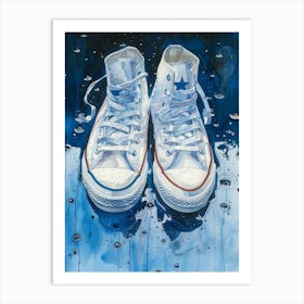 Converse Shoes In The Rain Art Print