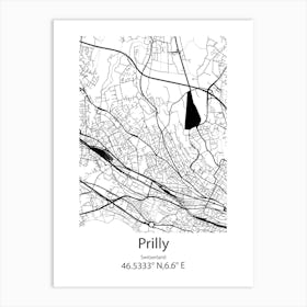 Prilly,Switzerland Minimalist Map Art Print