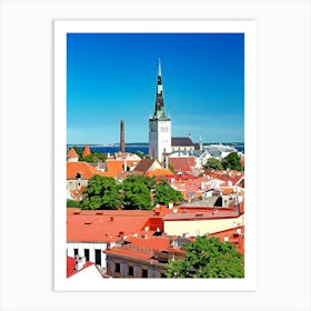 St Olaf S Medieval Church Towering Above Tallinn S Old Town, Estonia Art Print