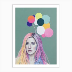 Ellie Goulding Colourful Illustration Art Print