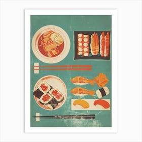Japanese Sushi Platter Mid Century Modern 2 Art Print