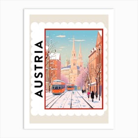 Retro Winter Stamp Poster Vienna Austria 1 Art Print