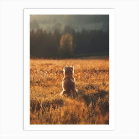 Dog In A Field.Generated AI. Art Print Art Print