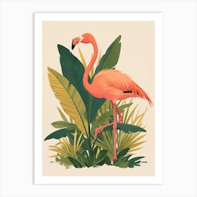 Chilean Flamingo Heliconia Minimalist Illustration 3 Art Print