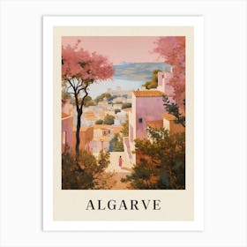 Algarve Portugal 1 Vintage Pink Travel Illustration Poster Art Print