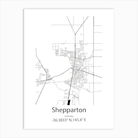 Shepparton,Australia Minimalist Map Art Print