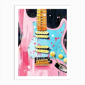 Pink Guitar Canvas Art Poster