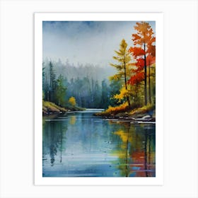 Autumn Trees By The Lake Art Print