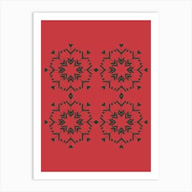 Snowflakes On A Red Background Art Print