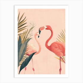 Jamess Flamingo And Bird Of Paradise Minimalist Illustration 1 Art Print
