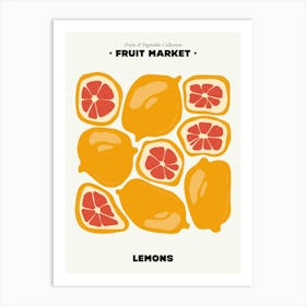 The Fruit Market Lemons Illustration Maximalist Art Print