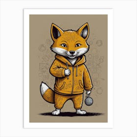 Fox In Hoodie Art Print