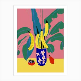 A Bunch Of Bananas In A Vase In The Style Of Matisse Art Print