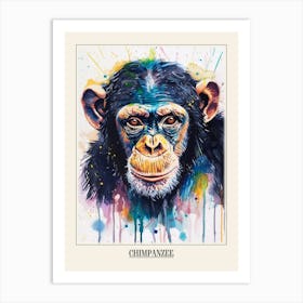 Chimpanzee Colourful Watercolour 1 Poster Art Print