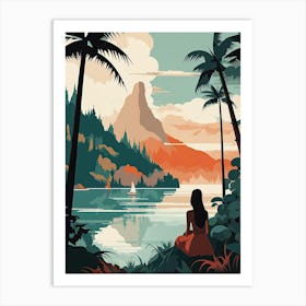 Bora Bora French, Polynesia, Bold Outlines 2 Art Print