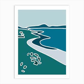 Blue Scottish Beach Scene Art Print