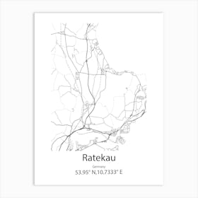 Ratekau,Germany Minimalist Map Art Print