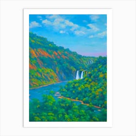 Victoria Falls National Park Zimbabwe Blue Oil Painting 1  Art Print