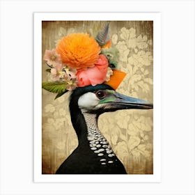 Bird With A Flower Crown Cormorant 2 Art Print