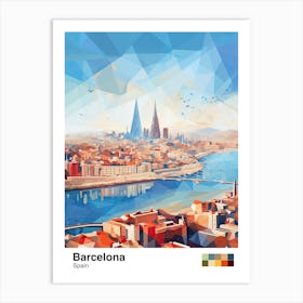 Barcelona, Spain, Geometric Illustration 3 Poster Art Print