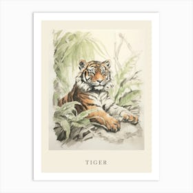 Beatrix Potter Inspired  Animal Watercolour Tiger 4 Art Print
