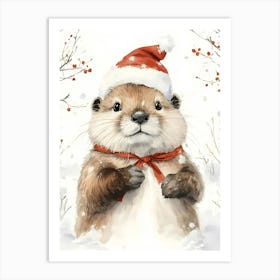 Christmas Otter 3 Art Print