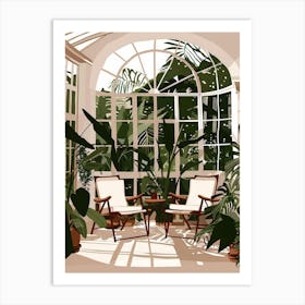 Sunroom With Chairs And Plants Art Print